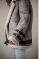Women's jacket made of natural gray sheepskin in VINTAGE style